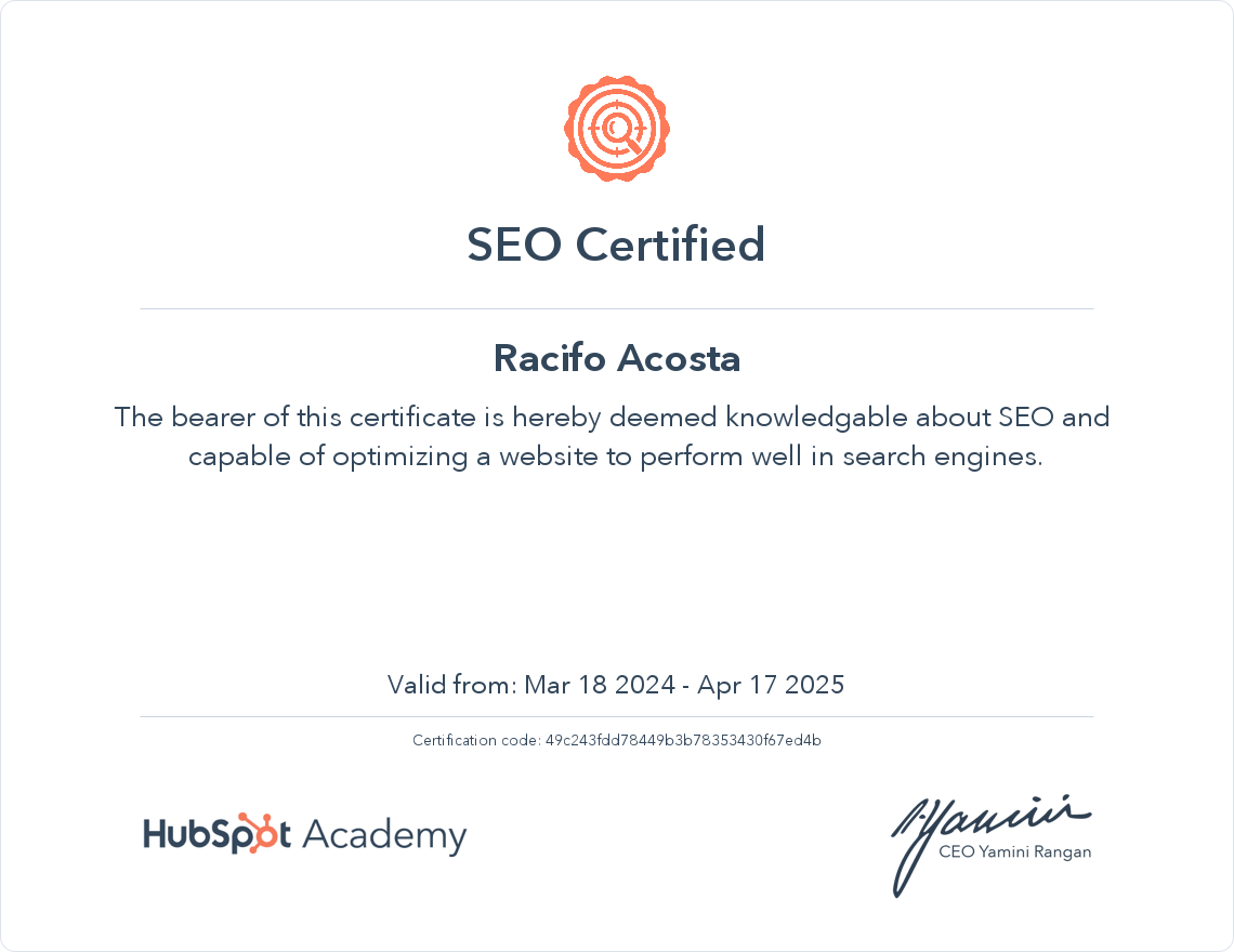 SEO Certificated