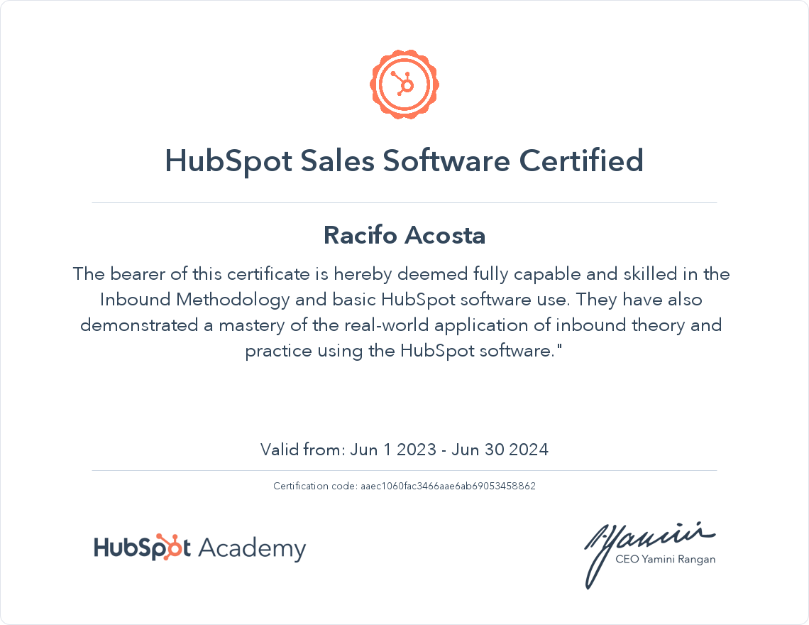 Sales Software Certified